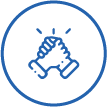 a blue handshake icon in a circle.